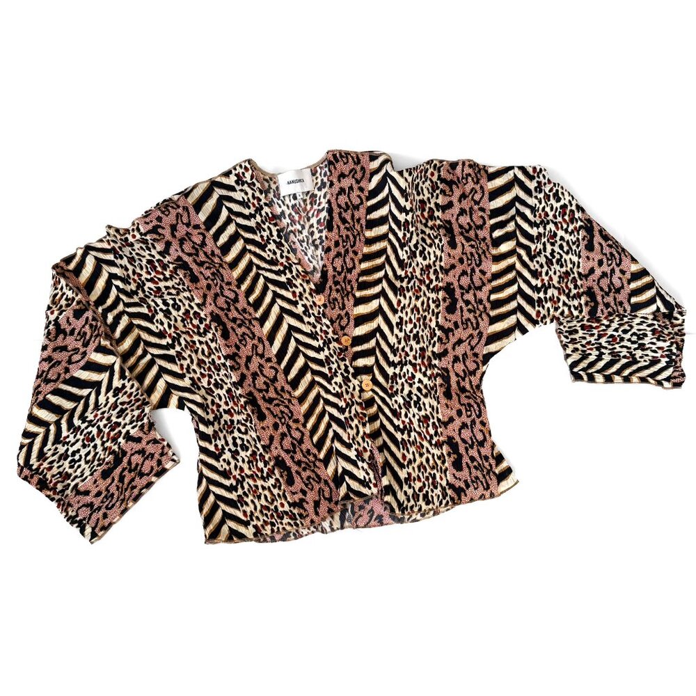 Nanushka Animal Print Crinkle Top